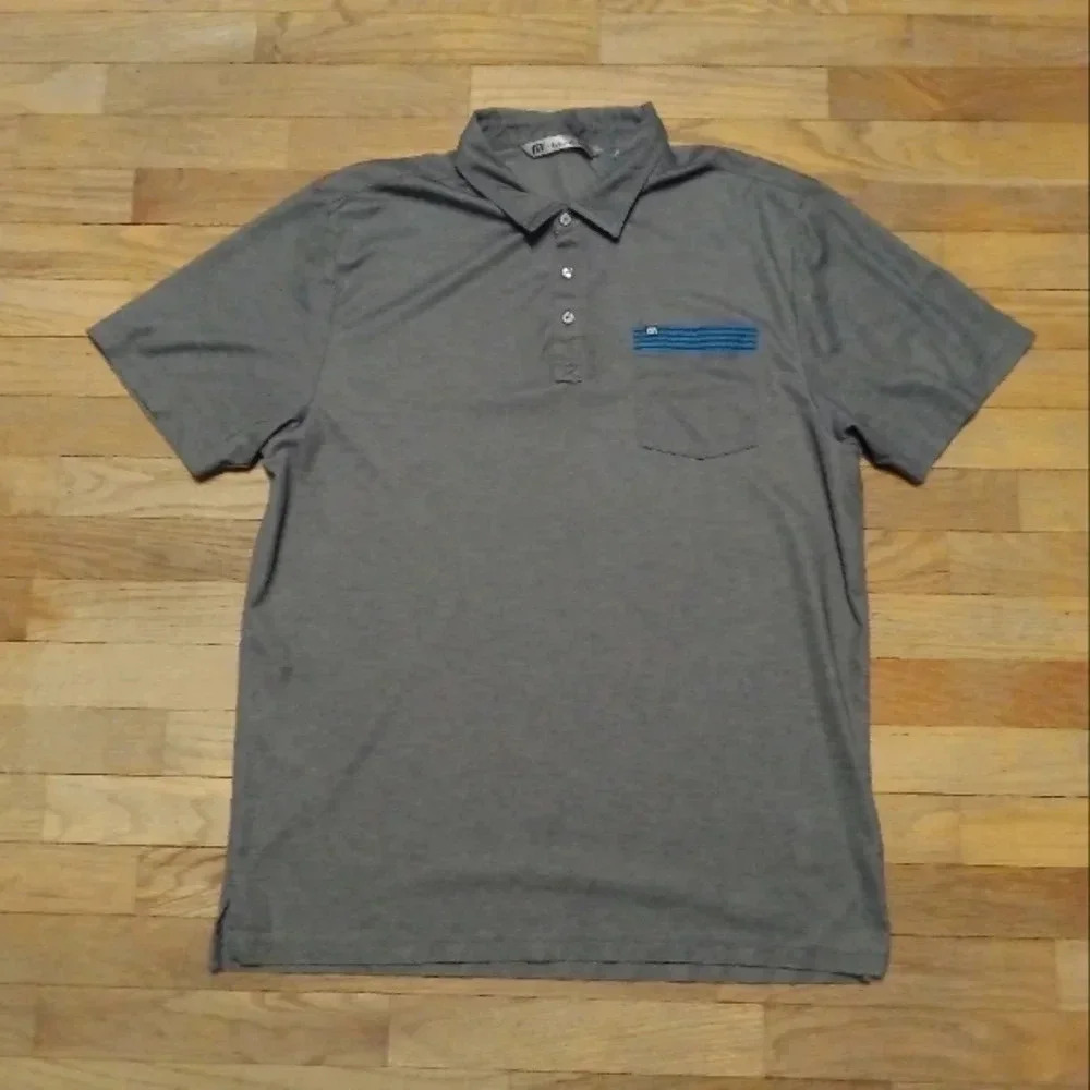 Travis Mathew Athleisure Polo Golf Shirt Gray Blue Men's Large / XL